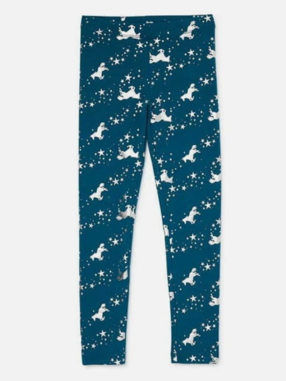 Wonder Nation‎ Girls Size Large 10-12 Leggings Teal Metallic Silver Unicorn Star